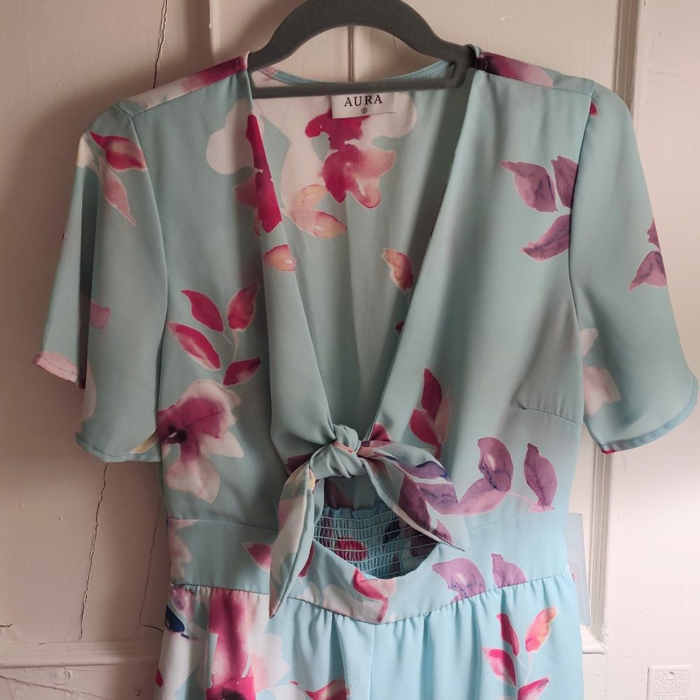 💖 GORGEOUS Aura Seafoam Green Floral Print Romper